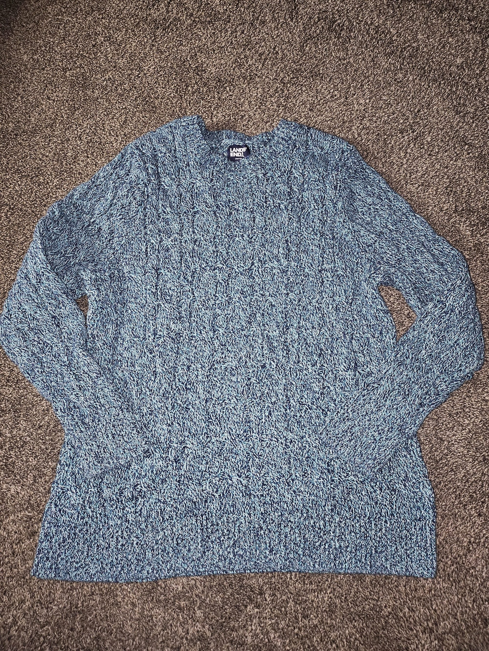 Lands' End Blue Crewneck Cable-Knit Sweater - Women